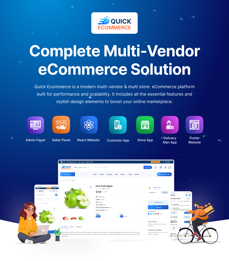 Quick eCommerce – React Multi-Vendor for Food, Grocery, Pharmacy & Pet with Customer App & Website